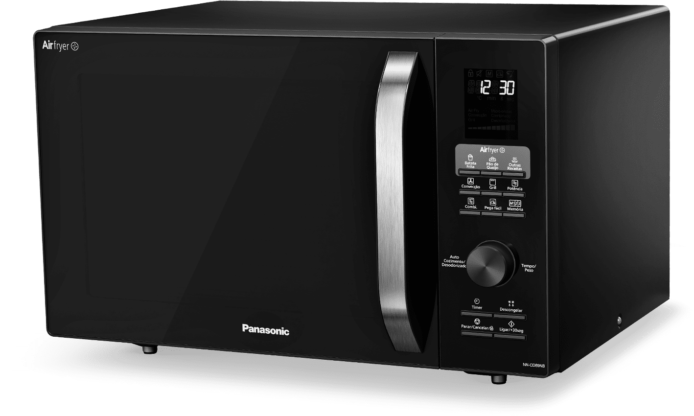 Micro-ondas da marca Panasonic - Modelo CD89 com função especial Airfyer em uma perspectiva isométrica